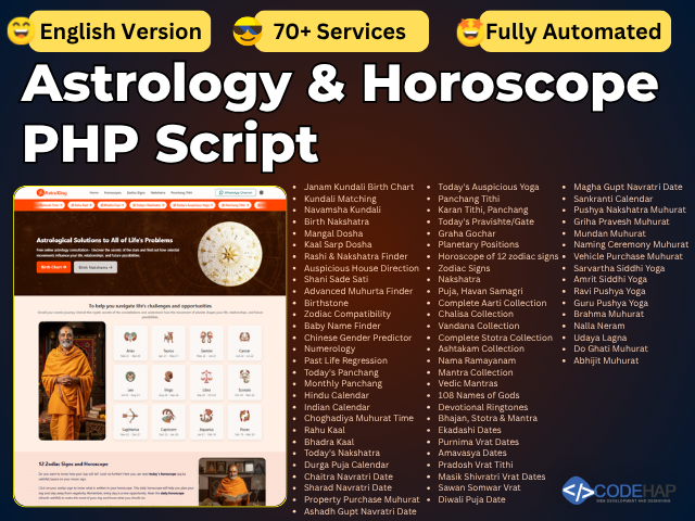 Astrology & Horoscope PHP Script – Fully Automated Zodiac & Kundli Website