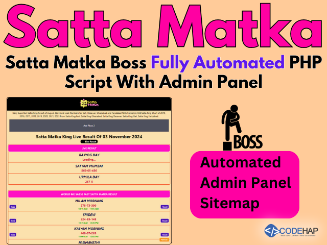 Satta Matka Boss Fully Automated PHP Script With Admin Panel