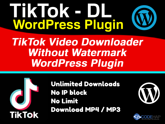 TikTok Video Downloader Without Watermark - WordPress Plugin