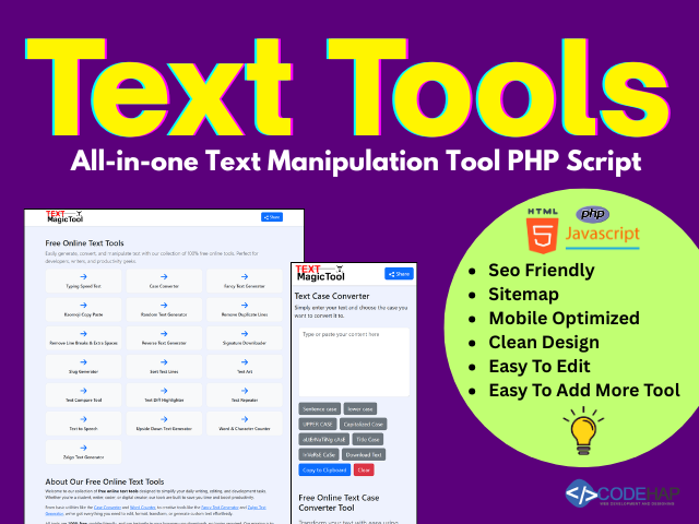 Text Tools All-in-one Text Manipulation Tool PHP Script
